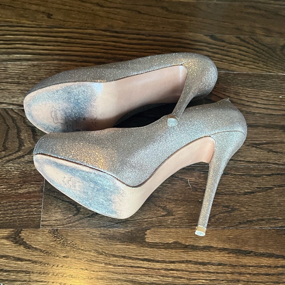 Stuart Weitzman Sparkle Peep-Toe Pumps in -Gold - Picture 12 of 15